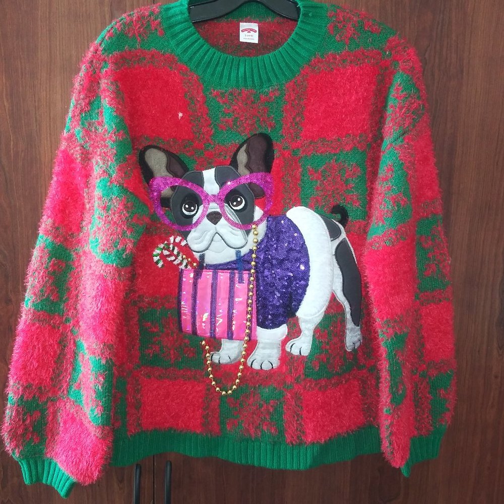 Sexy French Bulldog Ugly Christmas Sweater sz 4-6